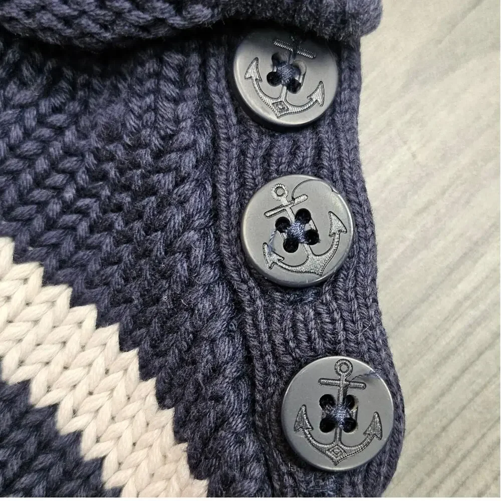 BABY GAP TODDLER ANCHOR SWEATER – SIZE 2Y – NAVY/CREAM STRIPES – 100% COTTON